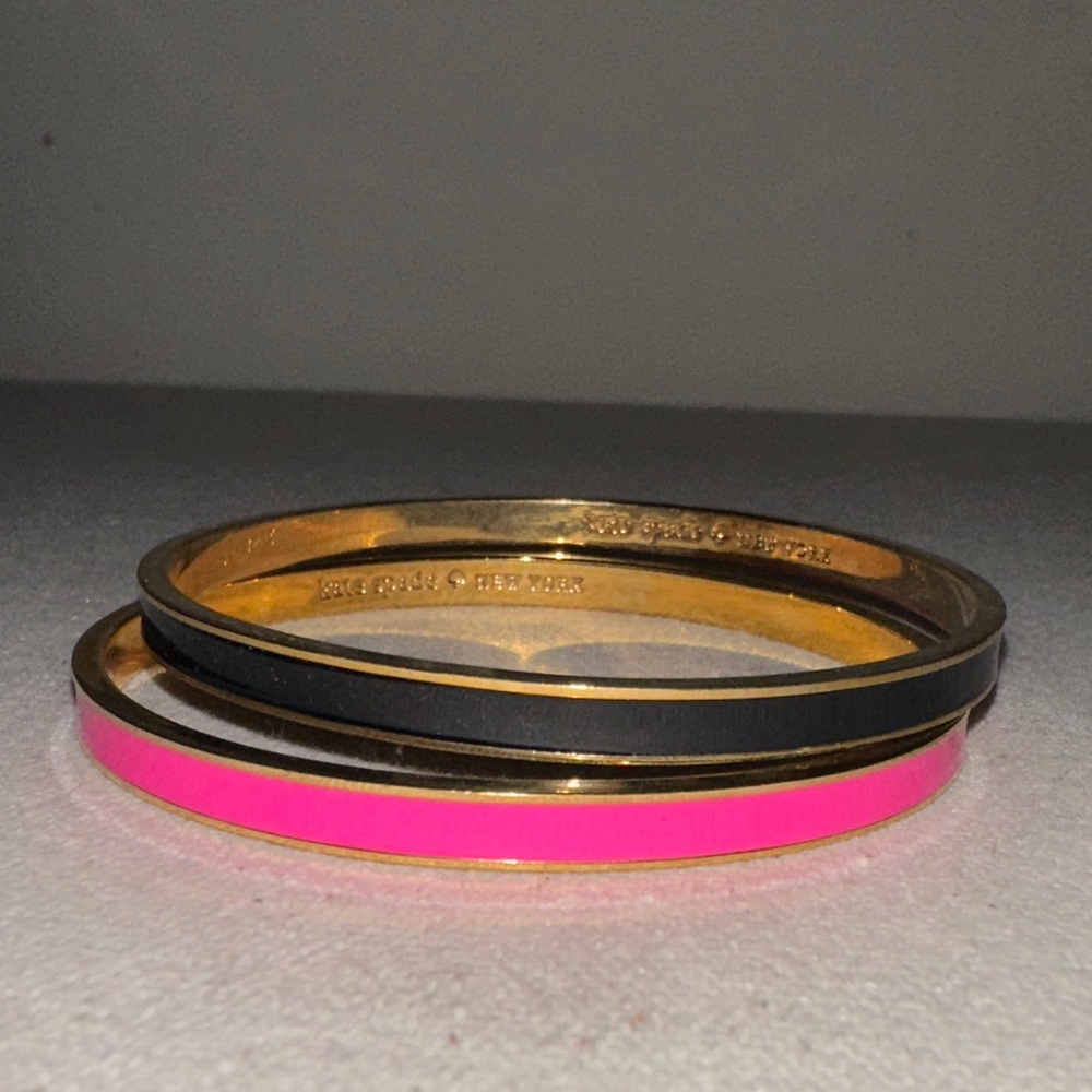 Kate Spade Black and Pink Bracelet Bangle Set